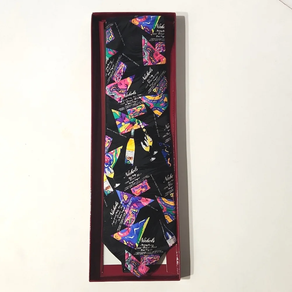 90's Wine Vogue Collection Nichols Winery Silk Tie Images of a Sommelier HTF NEW